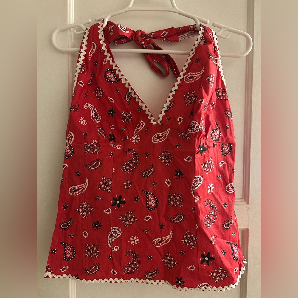 Pin Up Girl clothing bandana print halter top size large
